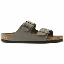 Budget ⭐ Birkenstock Arizona Birko-Flor Nubuck Stone ⌛ -women-sandals sale 151213 side