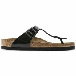 Hot Sale 😍 Birkenstock Gizeh Birko-Flor Patent Black Patent ⭐ -women-sandals sale 43663 side