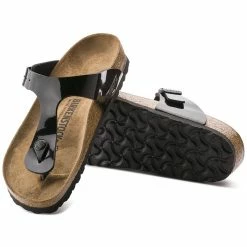 Hot Sale 😍 Birkenstock Gizeh Birko-Flor Patent Black Patent ⭐ -women-sandals sale 43663 sole