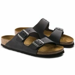 Cheapest 👍 Birkenstock Arizona Oiled Leather Black 🎁 -women-sandals sale 552113 pair