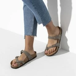 Hot Sale 🧨 Birkenstock Mayari Birko-Flor Nubuck Stone ⭐ -women-sandals sale 71071 f closeup f