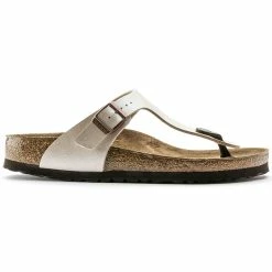 Best Sale 💯 Birkenstock Gizeh Birko-Flor Graceful Pearl White ❤️ -women-sandals sale 943873 side